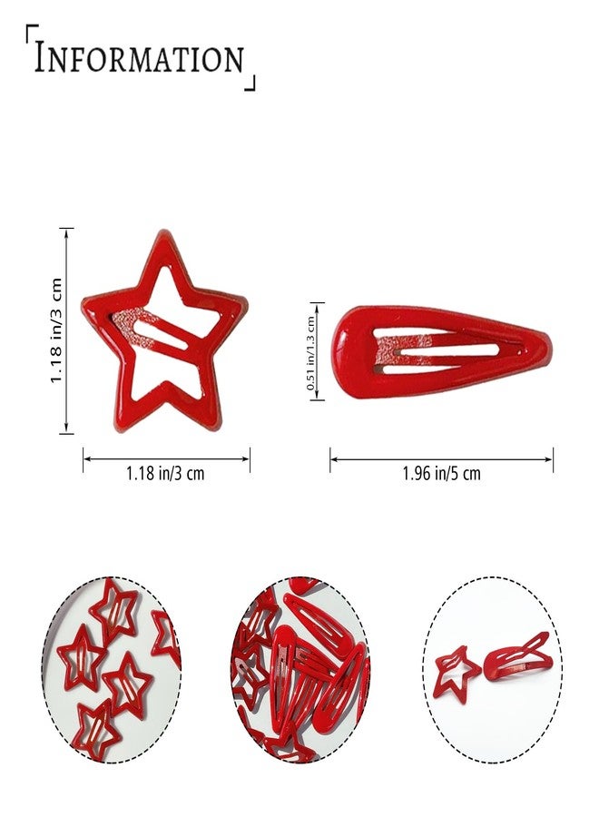 Qzinxja Metal Snap Hair Clips For Women Mini Star Hair Clips For Girls Red Star Hair Clip Hair Barrettes 1.18Inch Star Clips For Hair 1.96 In Water Drop Hairclips Snap Clips For Hair Girl Hair Accessories Y2K - Image 2